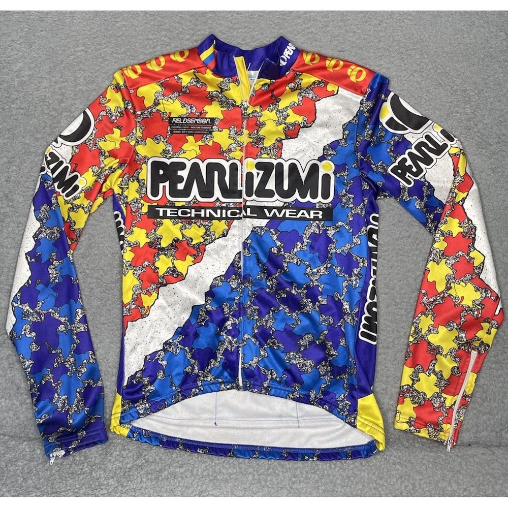 Vtg Pearl Izumi Cycling Jersey Mens Medium Winter Thermal Fleece‎ Technical Wear